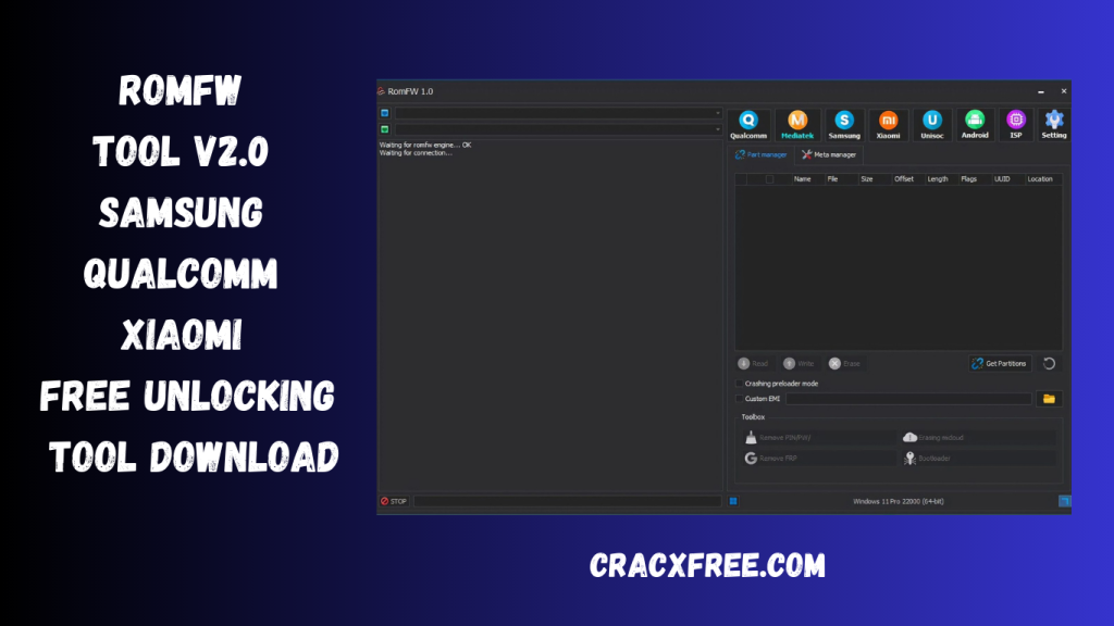 RomFW Tool v2.0 Samsung Qualcomm Xiaomi Free Unlocking Tool Download
